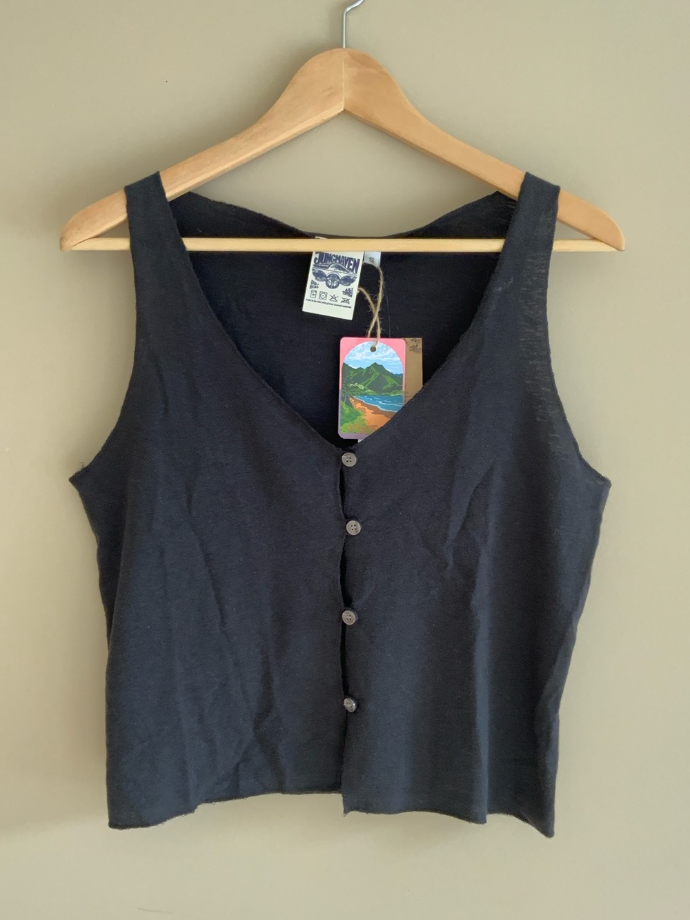 NWT Jungmaven Black V-Neck Anacapa Tank